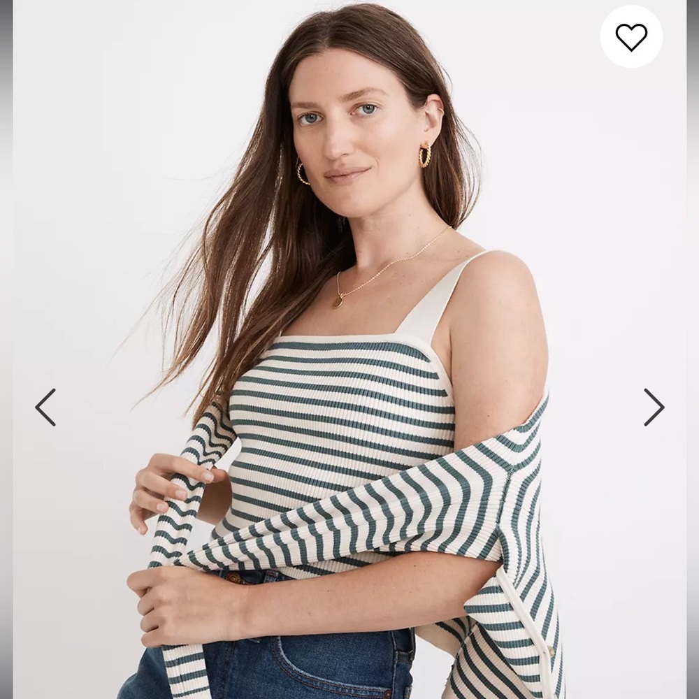 Dearing Square-Neck Crop Sweater Tank in Stripe